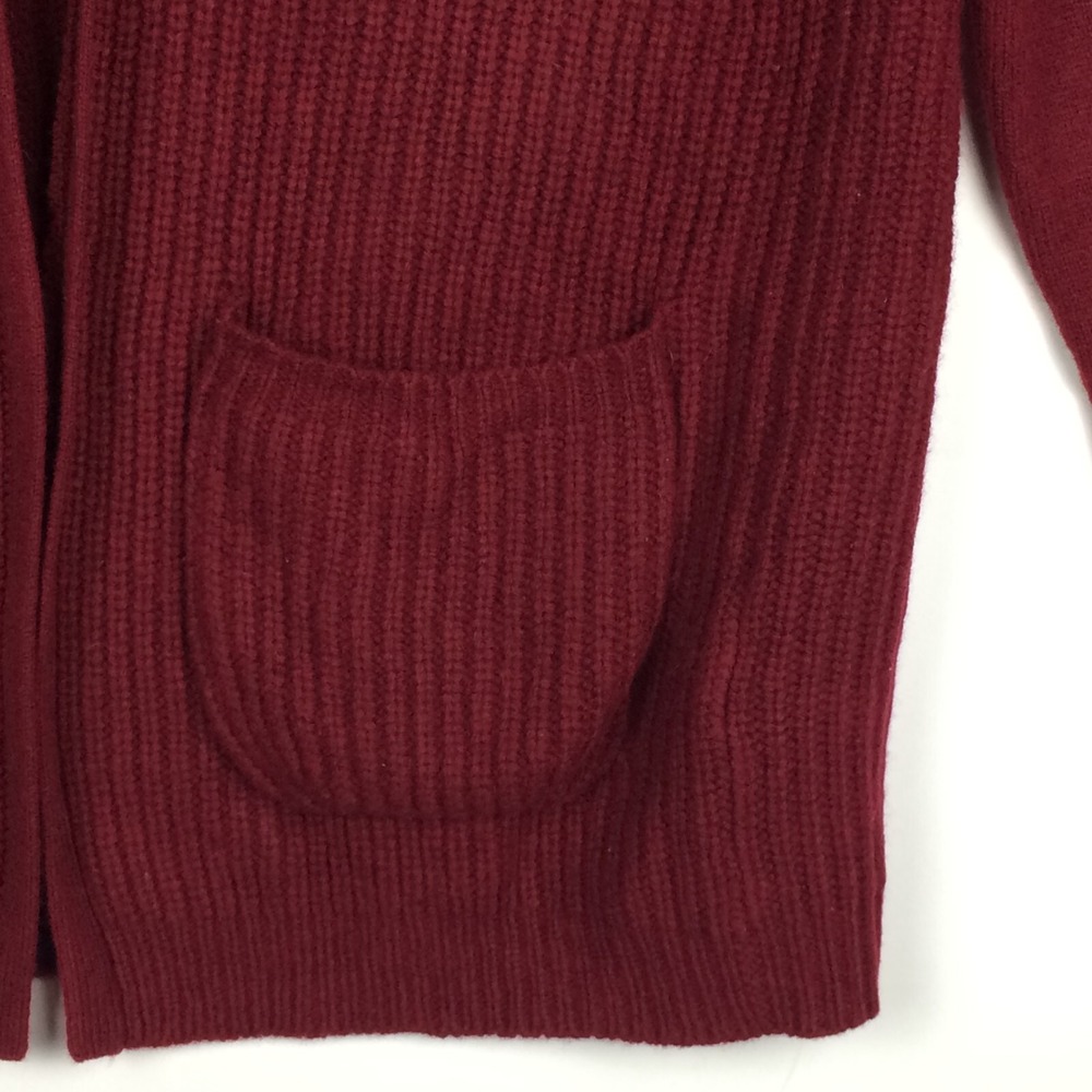 J Crew Sweater Womens Small Wool Burgundy Open Front Pockets Holidays Oversize‎ - Picture 4 of 16